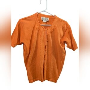 Vintage Orange Button-Up Cardigan